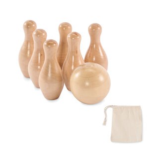 BOLITO Mini dennenhouten bowling set - GiftRetail MO2434