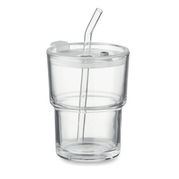 SIP Glazen beker met rietje 400ml - GiftRetail MO2502
