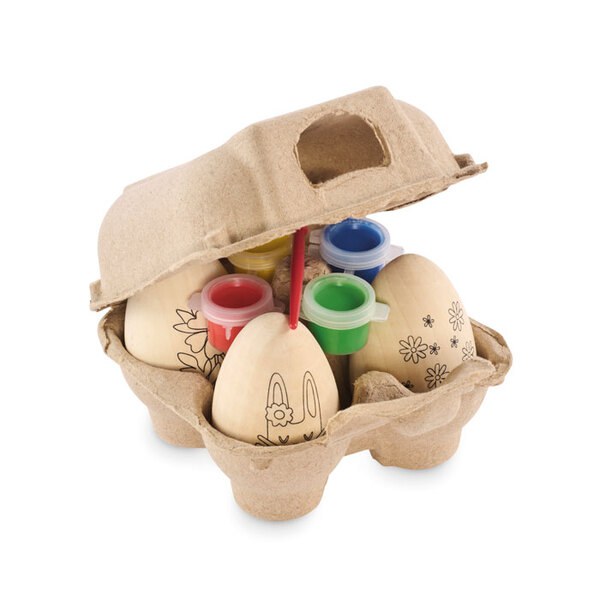 EISET Houten eieren schilderset - GiftRetail MO2563