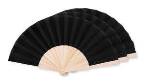 Pak van 3 GiftRetail MO9532 - FANNY WOOD Elegante Houten Handwaaier met Polyester Stof