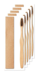 Pak van 5 GiftRetail MO9877 - DENTOBRUSH Bamboe tandenborstel