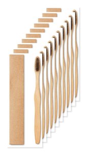 Pack of 100 GiftRetail MO9877 - DENTOBRUSH Eco-Friendly Bamboo Toothbrush in Kraft Box