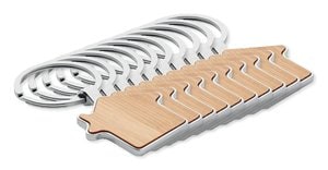 Pak van 10 GiftRetail MO9949 - BURNIE Bamboe sleutelhanger huisje