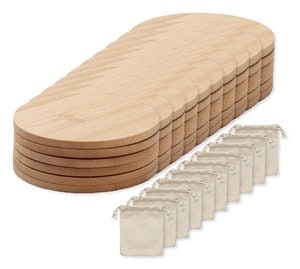 Pak van 100 GiftRetail MO6601 - BAYIN SET Set van 6 bamboe onderzetters