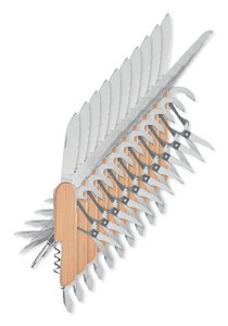 Pak van 10 GiftRetail MO9934 - LUCY LUX Bamboe zakmes met 9 functies