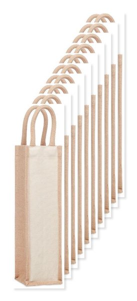Pak van 100 GiftRetail MO6258 - CAMPO DI VINO Jute wijntas voor 1 fles