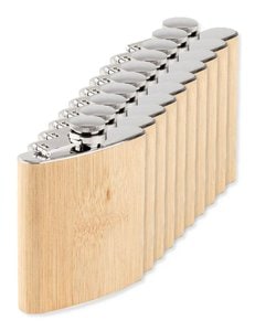 Pack of 10 GiftRetail MO6356 - HIPHIP Eco-Friendly Bamboo Slim Hip Flask 175ml