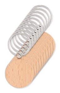 Pak van 100 GiftRetail MO9773 - TOTY WOOD Houten sleutelhanger rond