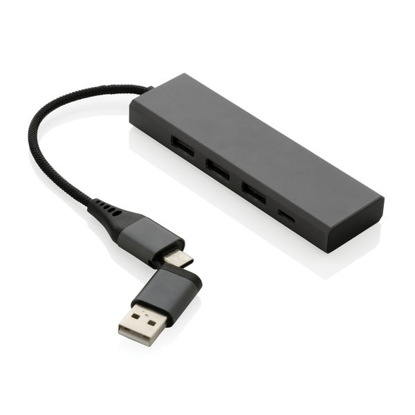 XD Xclusive P308.68 - Terra RCS gerecycled aluminium hub met 3 USB-poorten
