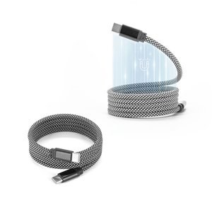 USB-C-naar-USB-C-kabel met een gevlochten polyestersnoer (60 W) en een magnetisch systeem om de kabel gemakkelijk op te rollen - Egotier 97220